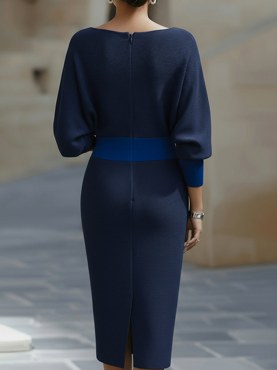 White Draped Batwing Midi Dress